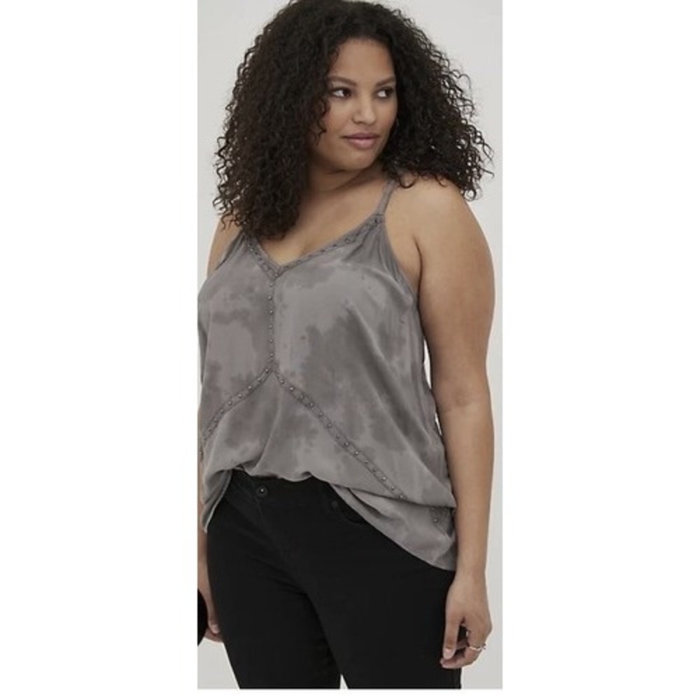 Torrid Grey Studded V-Neck Camisole Adjustable Strap Rayon Tank Top Plus Size 3X